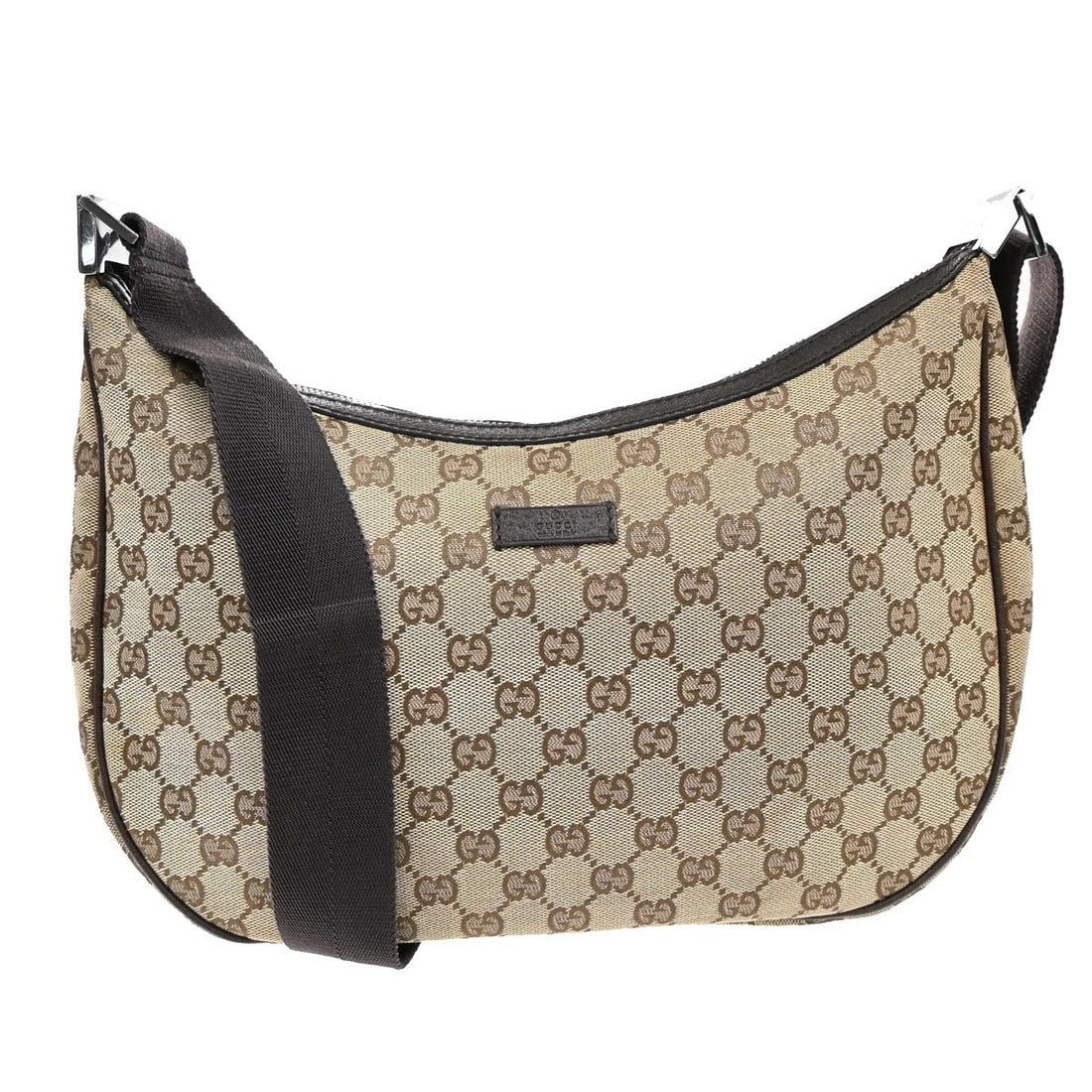 GUCCI LOGO GG PATTERN SHOULDER BAG CANVAS LEATHER BROWN (1 of 10)