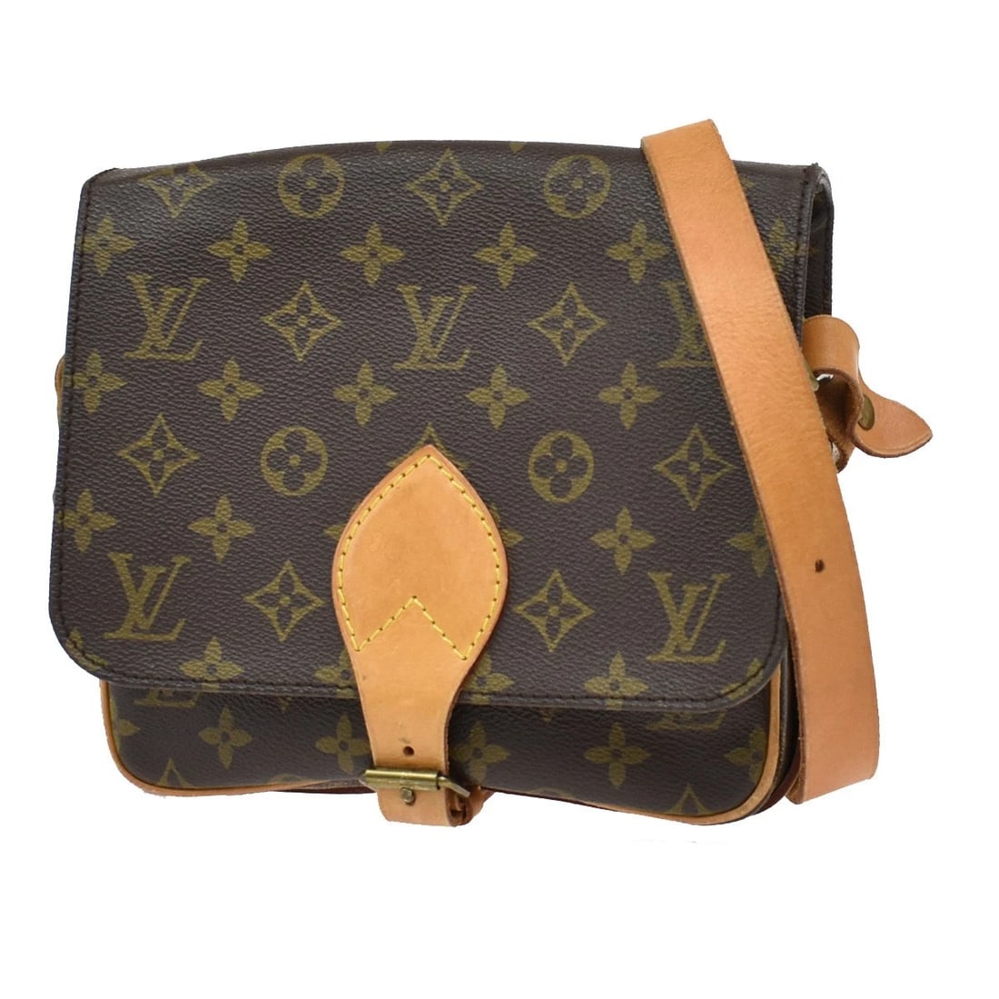 LOUIS VUITTON CARTOUCHIERE MM SHOULDER BAG MONOGRAM LEATHER BROWN (1 of 9)