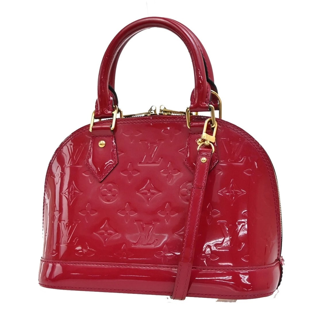 LOUIS VUITTON LV ALMA BB HAND BAG MONOGRAM VERNIS LEARHER PINK: LOUIS VUITTON LV Alma BB Hand Bag Monogram Vernis Learher Pink Brand: Louis Vuitton Type: Hand bag Material: Monogram Vernis Patent Leather Color: Pink Size: W 9.1 x H 6.7 x D 4.5 " (approx.) HAND