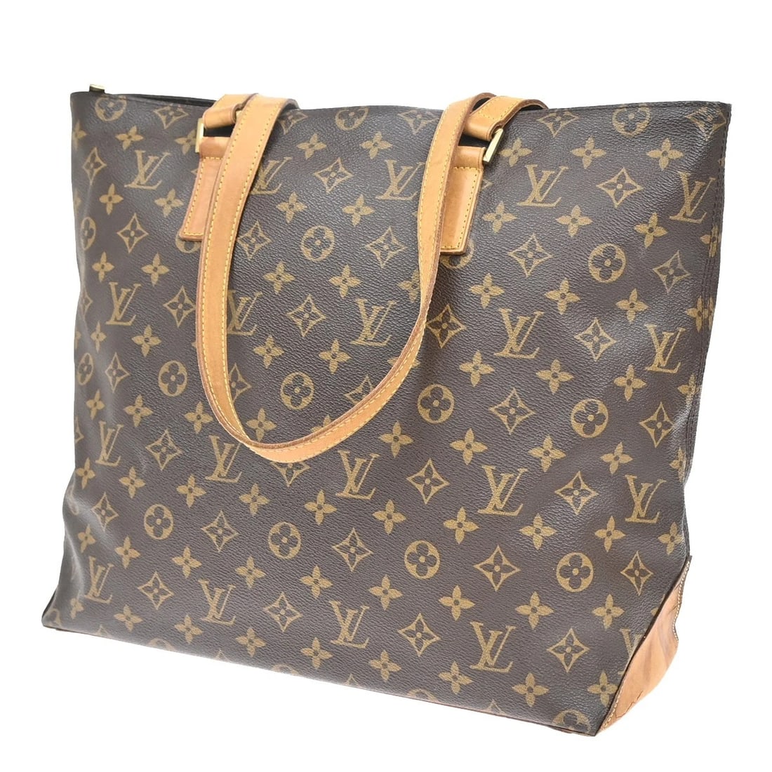 LOUIS VUITTON CABAS MEZZO SHOULDER BAG MONOGRAM LEATHER BROWN (1 of 10)