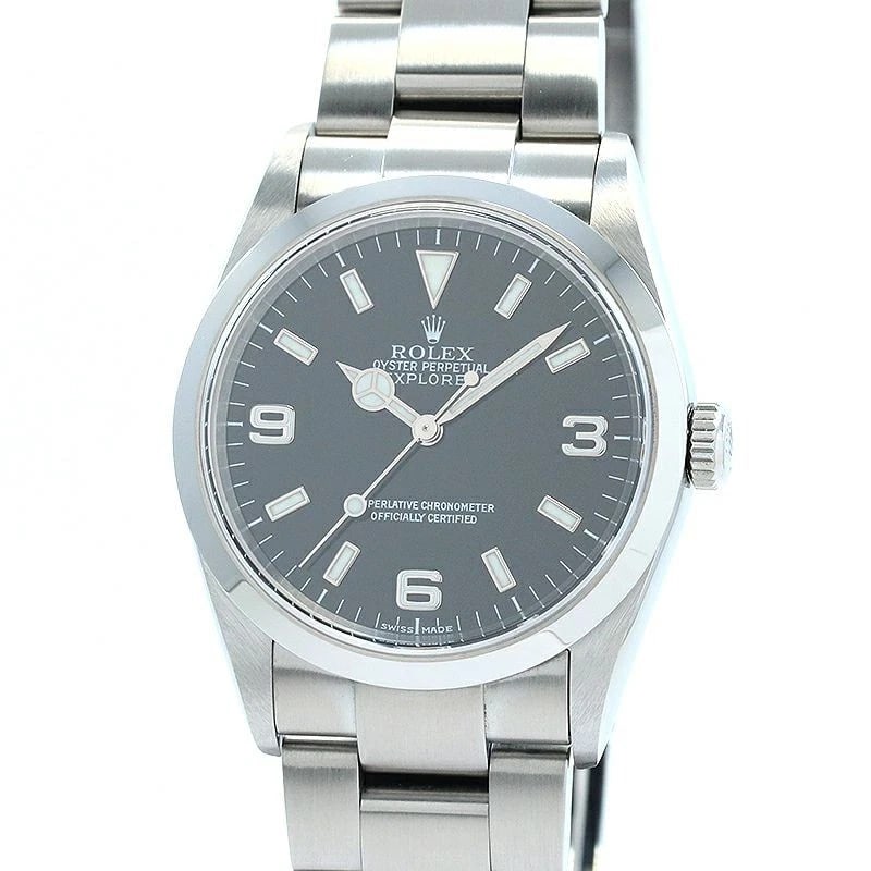 ROLEX EXPLORER WATCH: Rolex Explorer Watch Brand: ROLEX Type: Wrist watch Material: Band Material SS, Case Material Stainless Steel Color: Dial Color Black Size: Case size Case Size 36mm Band Size 18cm Accessories: No