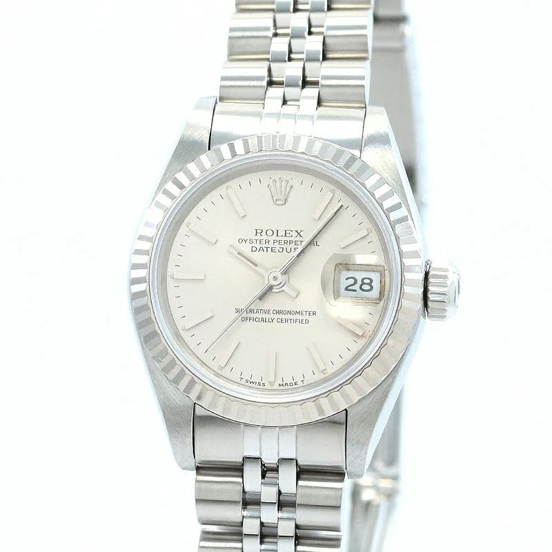ROLEX OYSTER PERPETUAL WATCH: Rolex Oyster Perpetual Watch Brand: ROLEX Type: Wrist watch Material: Band Material SS, Case Material Stainless Steel/18K White Gold Color: Dial Color Silver Size: Case size Case Size 26mm