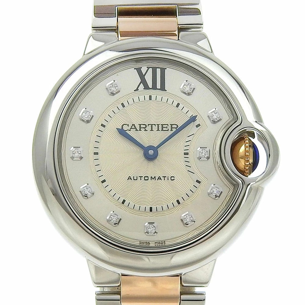 CARTIER BALLON BLEU DIAMOND COMBO K18PG/SS WATCH: CARTIER Ballon Bleu Diamond Combo K18PG/SS Watch Brand: CARTIER Type: Wrist watch Material: Band Material K18PG×SS, Case Material SS Color: Dial Color Bezel Color Silver Dial Color Silver Size: C