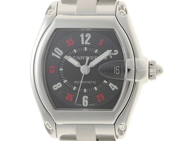 CARTIER ROADSTER BLACK WATCH: CARTIER Roadster Black Watch Brand: CARTIER Type: Wrist watch Material: Band Material None, Case Material [ Material ] SS Color: Dial Color Black Size: Case size Case diameter: 37mm (excluding cro