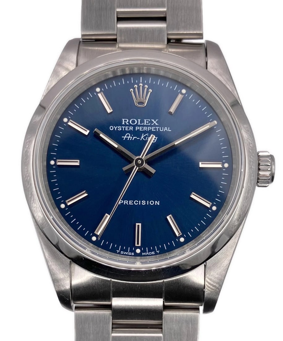 ROLEX AIR-KING WATCH: ROLEX Air-King Watch Brand: ROLEX Type: Wrist watch Material: Band Material SS, Case Material SS Color: Dial Color Blue Dial Size: Case size Dial size 34.0mm × 42.5mm Case Size (mm) 34mm Accesso