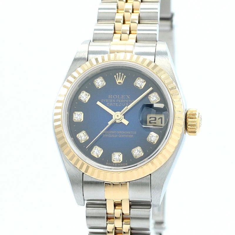 ROLEX OYSTER PERPETUAL DATEJUST WATCH: Rolex Oyster Perpetual Datejust Watch Brand: ROLEX Type: Wrist watch Material: Band Material Stainless steel/18K yellow gold, Case Material Stainless Steel/18K Yellow Gold Color: Dial Color Blue Gr