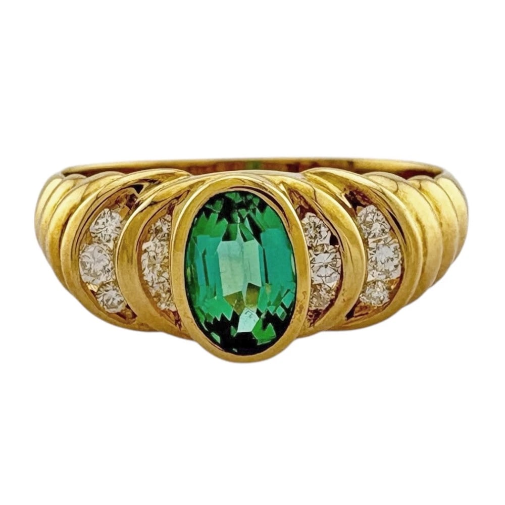 RING K18 YELLOW GOLD TOURMALINE DIAMOND (1 of 5)