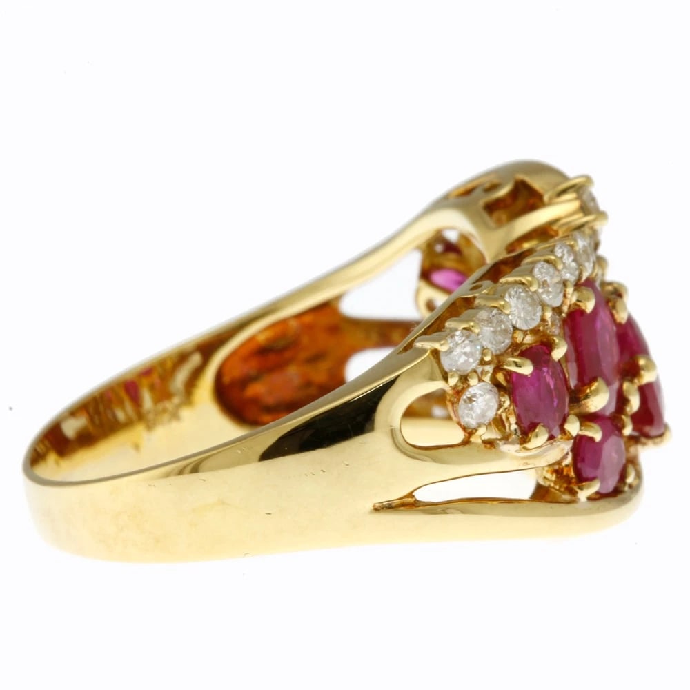 RING K18 YELLOW GOLD RUBY DIAMOND - 3