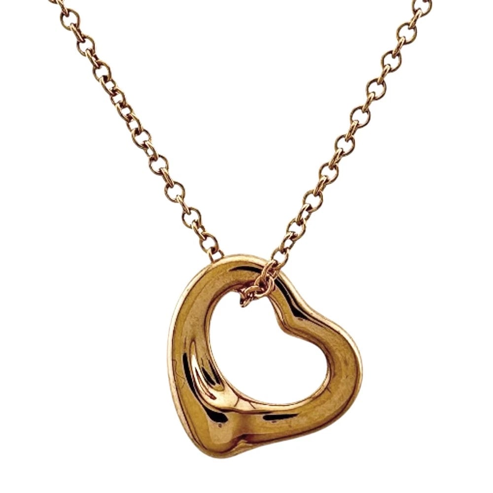 TIFFANY&CO. NECKLACE K18 PINK GOLD OPEN HEART: TIFFANY&Co. Necklace K18 Pink Gold Open heart Brand: Tiffany&co. Type: Necklace Material: K18 Pink Gold Color: Pink gold Size: Total Length:41cm Chain width:1.0mm Top:W11.0mm x H10.0mm 