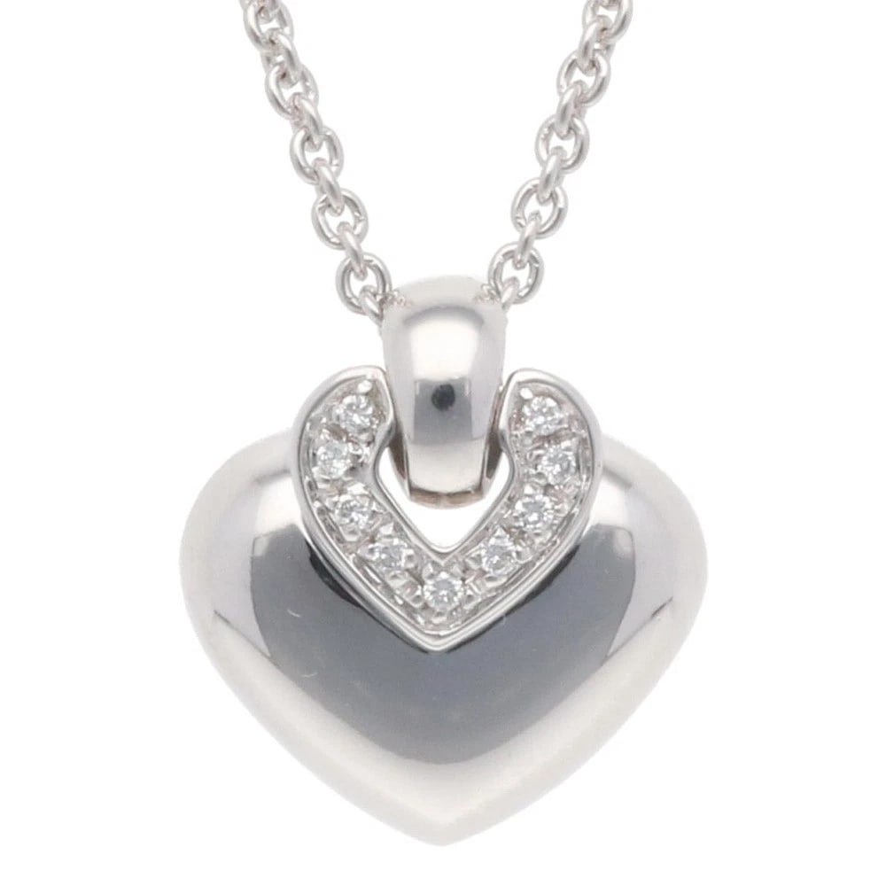 BVLGARI NECKLACE K18 WHITE GOLD DIAMOND: BVLGARI Necklace K18 white gold diamond Brand: BVLGARI Type: Necklace Material: K18 white gold Main Stone Natural Color: Silver Size: Total Length:40.5cm Chain width:2.0mm Top:W16.5mm x