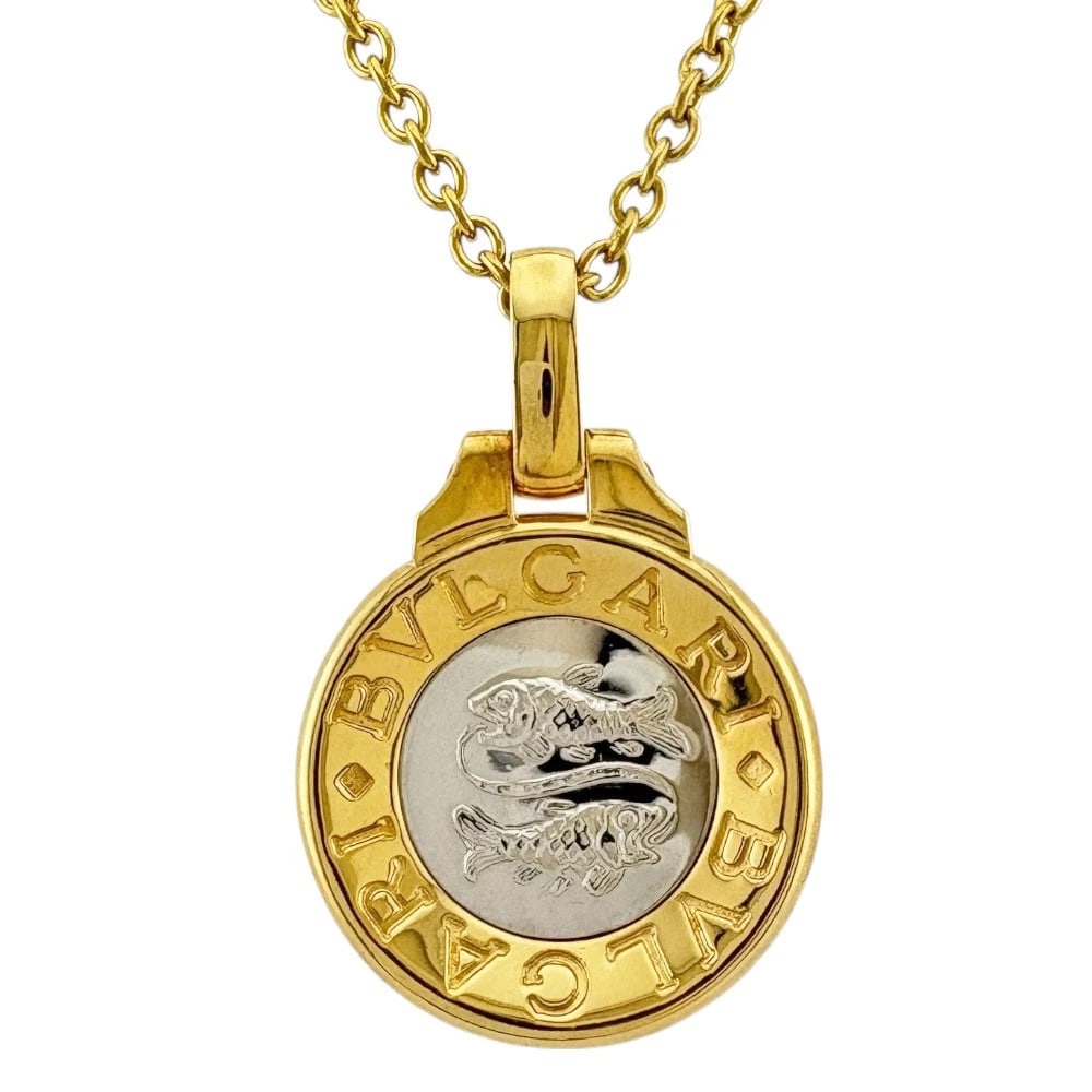 BVLGARI NECKLACE K18 YELLOW GOLD K18 WHITE GOLD: BVLGARI Necklace K18 yellow gold K18 white gold Brand: BVLGARI Type: Necklace Material: K18 yellow gold Color: Silver Size: Total Length:42cm Chain width:2.5mm Top:W24.5mm x H38.0mm Accessories: