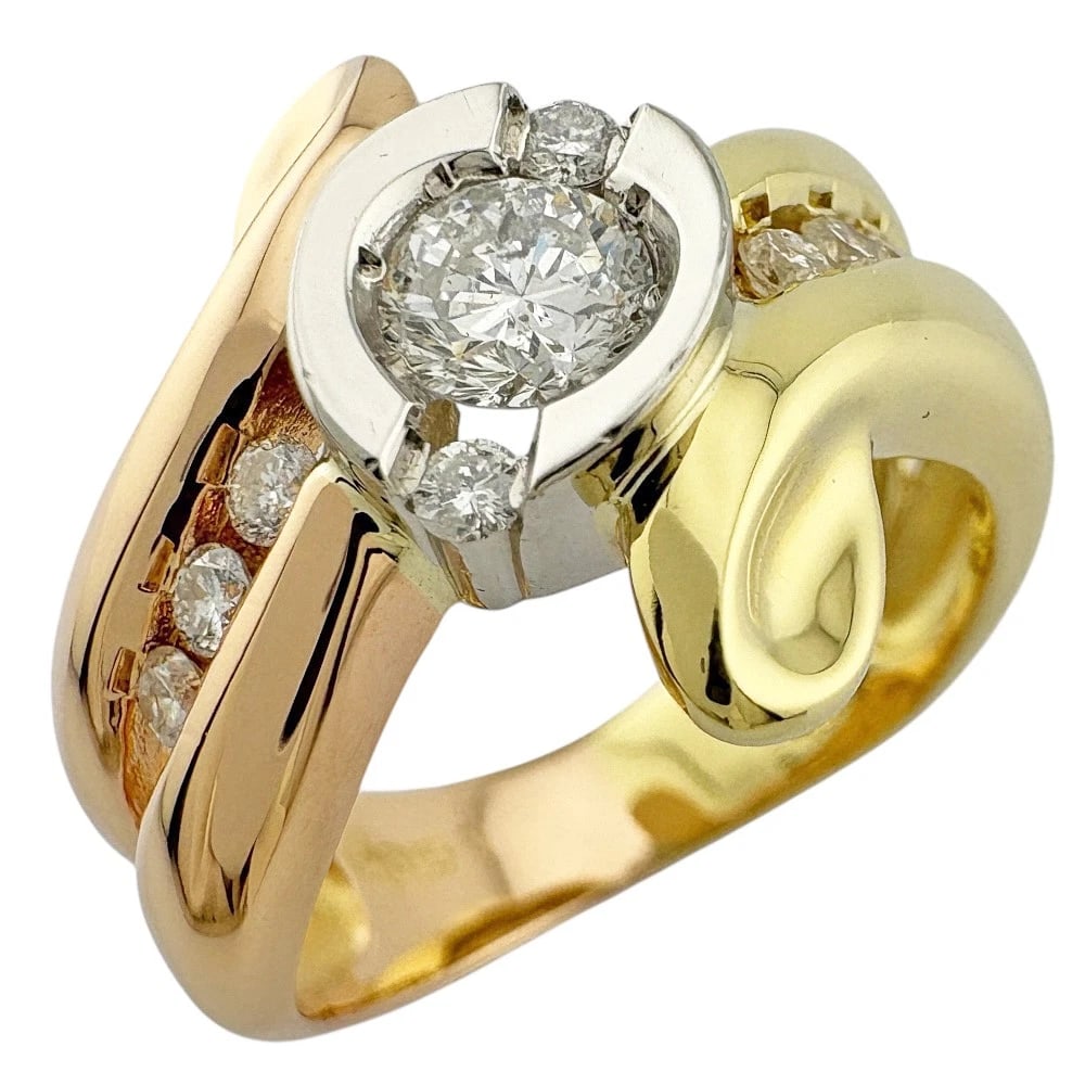 RING K18 YELLOW GOLD K18 PINK GOLD DIAMOND: Ring K18 yellow gold K18 Pink Gold diamond Brand: Unbranded Type: Ring Material: K18 yellow gold Main Stone Natural Color: Pink gold Size: US 5 3/8 Accessories: None Accessories Notice: When