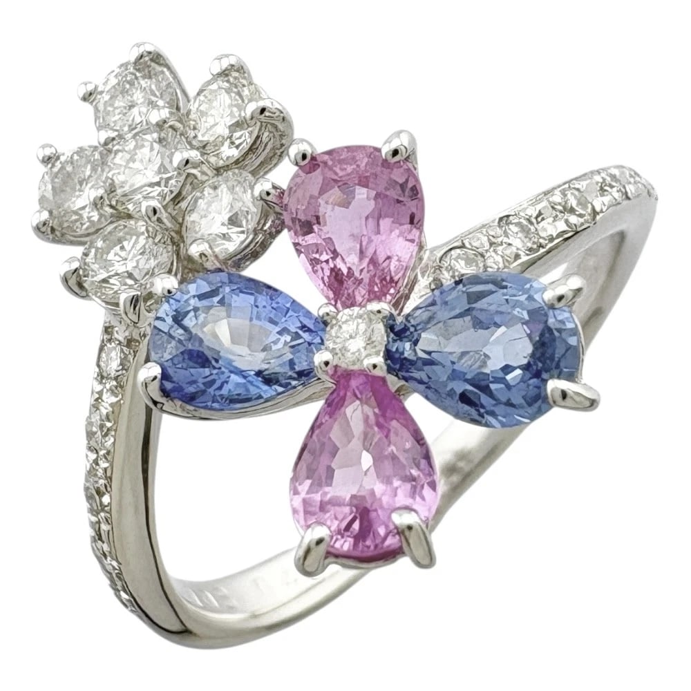 RING K18 WHITE GOLD SAPPHIRE DIAMOND: Ring K18 white gold sapphire diamond Brand: Unbranded Type: Ring Material: K18 white gold Color: Silver Size: US 5 3/4 Accessories: None Accessories Notice: When purchasing pre-owned goods,