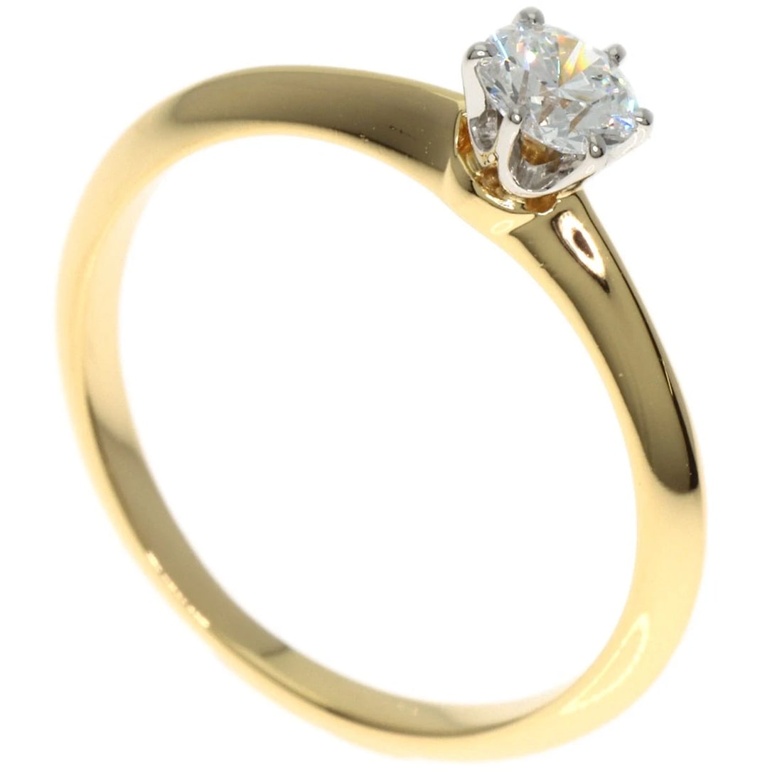 TIFFANY&CO. SOLITAIRE DIAMOND RING K18 YELLOW GOLD: TIFFANY&Co. Solitaire Diamond Ring K18 Yellow Gold Brand: TIFFANY&Co. Type: Ring Material: K18 Yellow Gold Main Stone Natural Color: Gold Size: 4.75(US) Accessories: None Accessories Notice