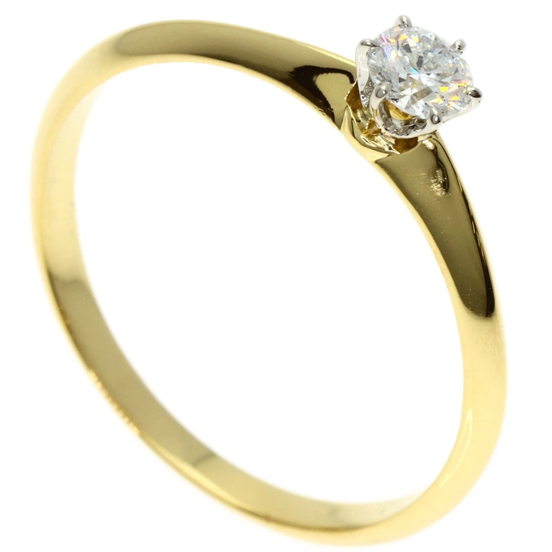 TIFFANY&CO. SOLITAIRE DIAMOND RING K18 YELLOW GOLD: TIFFANY&Co. Solitaire Diamond Ring K18 Yellow Gold Brand: TIFFANY&Co. Type: Ring Material: K18 Yellow Gold Main Stone Natural Color: Gold Size: 7.75(US) Accessories: None Accessories Notice
