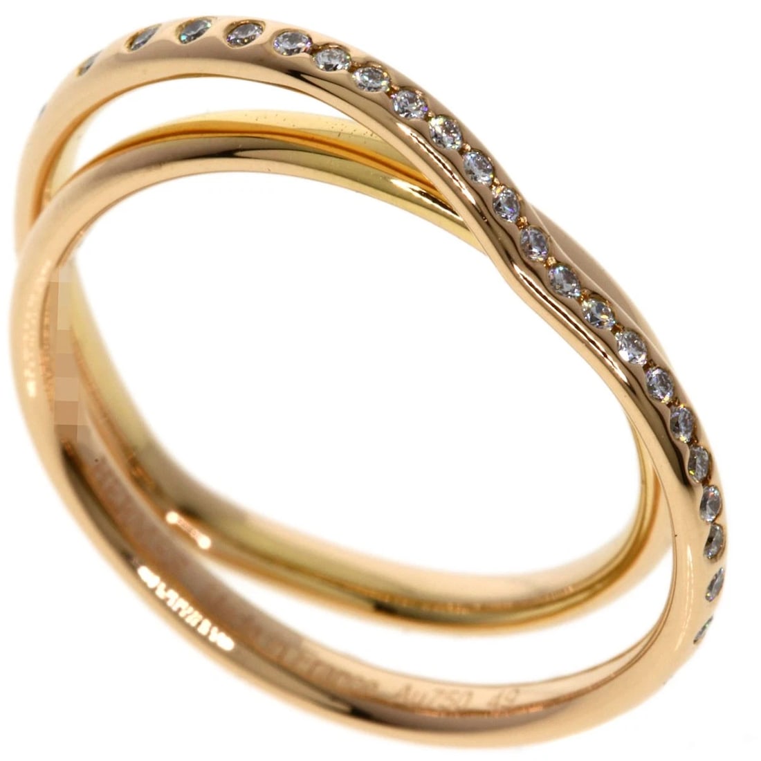 HERMES DIAMOND RING K18 PINK GOLD: HERMES Diamond Ring K18 Pink Gold Brand: HERMES Type: Ring Material: K18 Pink Gold Main Stone Natural Color: Gold Size: 5(US) Accessories: None Accessories Notice: When purchasing pre-owned