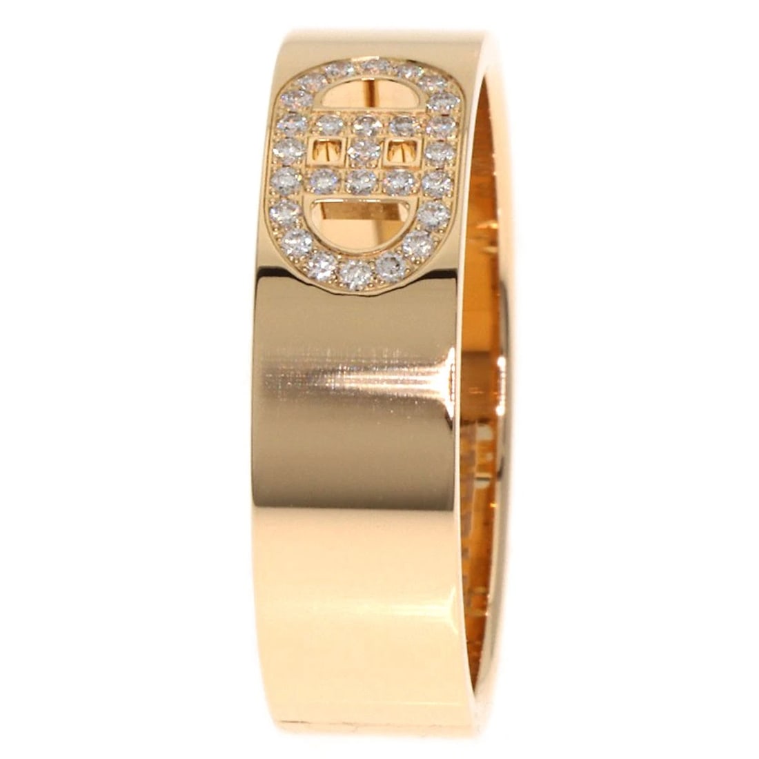 HERMES DIAMOND RING K18 PINK GOLD: HERMES Diamond Ring K18 Pink Gold Brand: HERMES Type: Ring Material: K18 Pink Gold Main Stone Natural Color: Gold Size: 6.5(US) Accessories: None Accessories Notice: When purchasing pre-own