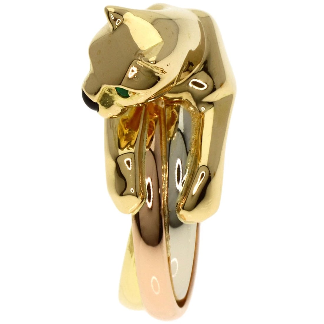 CARTIER PANTHERE TSAVORITE GARNET ONYX RING K18 YELLOW GOLD (1 of 2)