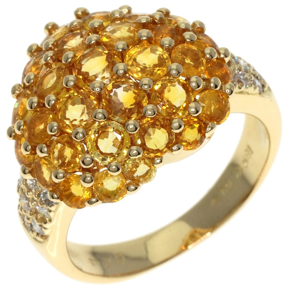 PONTE VECCHIO HEART CITRIN DIAMOND RING K18 YELLOW GOLD (1 of 5)