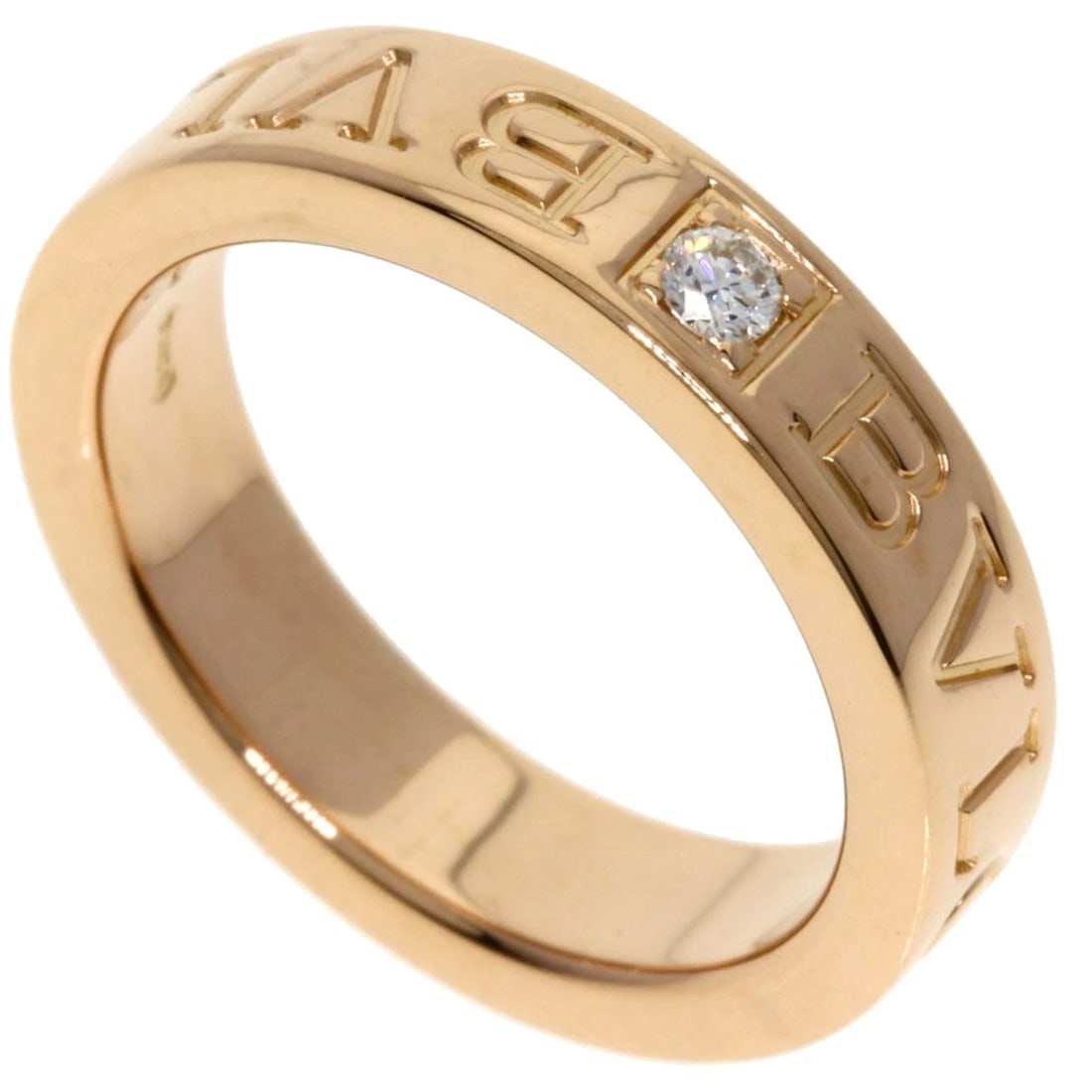 BVLGARI DOUBLE LOGO 1P DIAMOND RING K18 PINK GOLD: BVLGARI Double logo 1P Diamond Ring K18 Pink Gold Brand: BVLGARI Type: Ring Material: K18 Pink Gold Main Stone Natural Color: Gold Size: 4.25(US) Accessories: None Accessories Notice: When