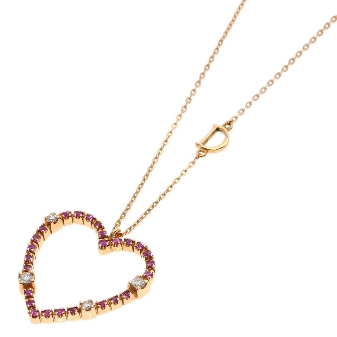 DAMIANI PINK SAPPHIRE DIAMOND NECKLACE K18 PINK GOLD: Damiani Pink Sapphire Diamond Necklace K18 Pink Gold Brand: Damiani Type: Necklace Material: K18 Pink Gold Main Stone Natural Color: Gold Size: Chain Length:19.9inch/50.5cm Chain Width:0.4inch/0.9