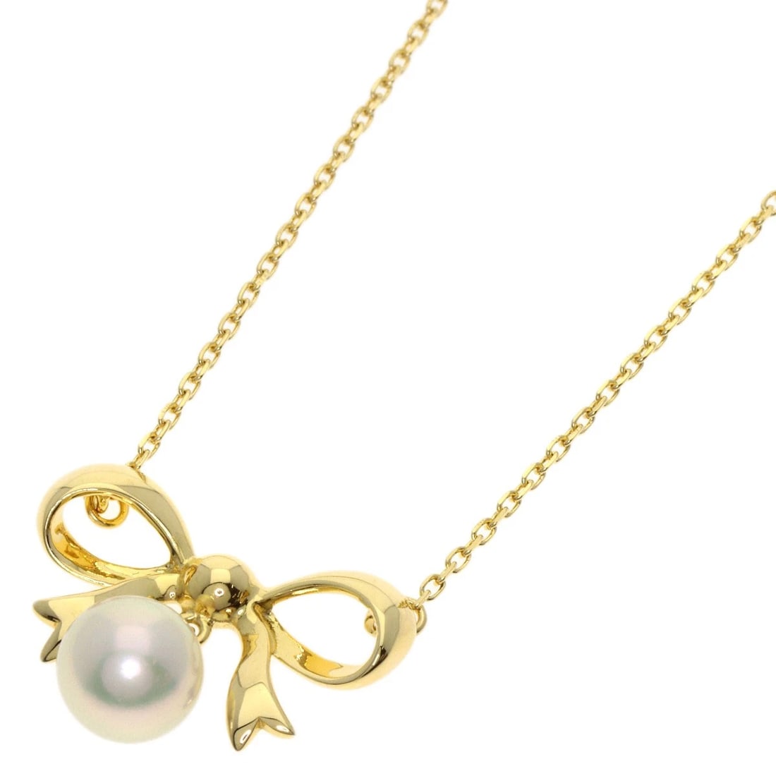 MIKIMOTO RIBBON PEARLNECKLACE K18 YELLOW GOLD: MIKIMOTO Ribbon PearlNecklace K18 Yellow Gold Brand: MIKIMOTO Type: Necklace Material: K18 Yellow Gold Color: Gold Size: Stone Size:0.3inch/7.3mm Chain Length:15.4inch/39cm Chain Width:0.4inch/1.1