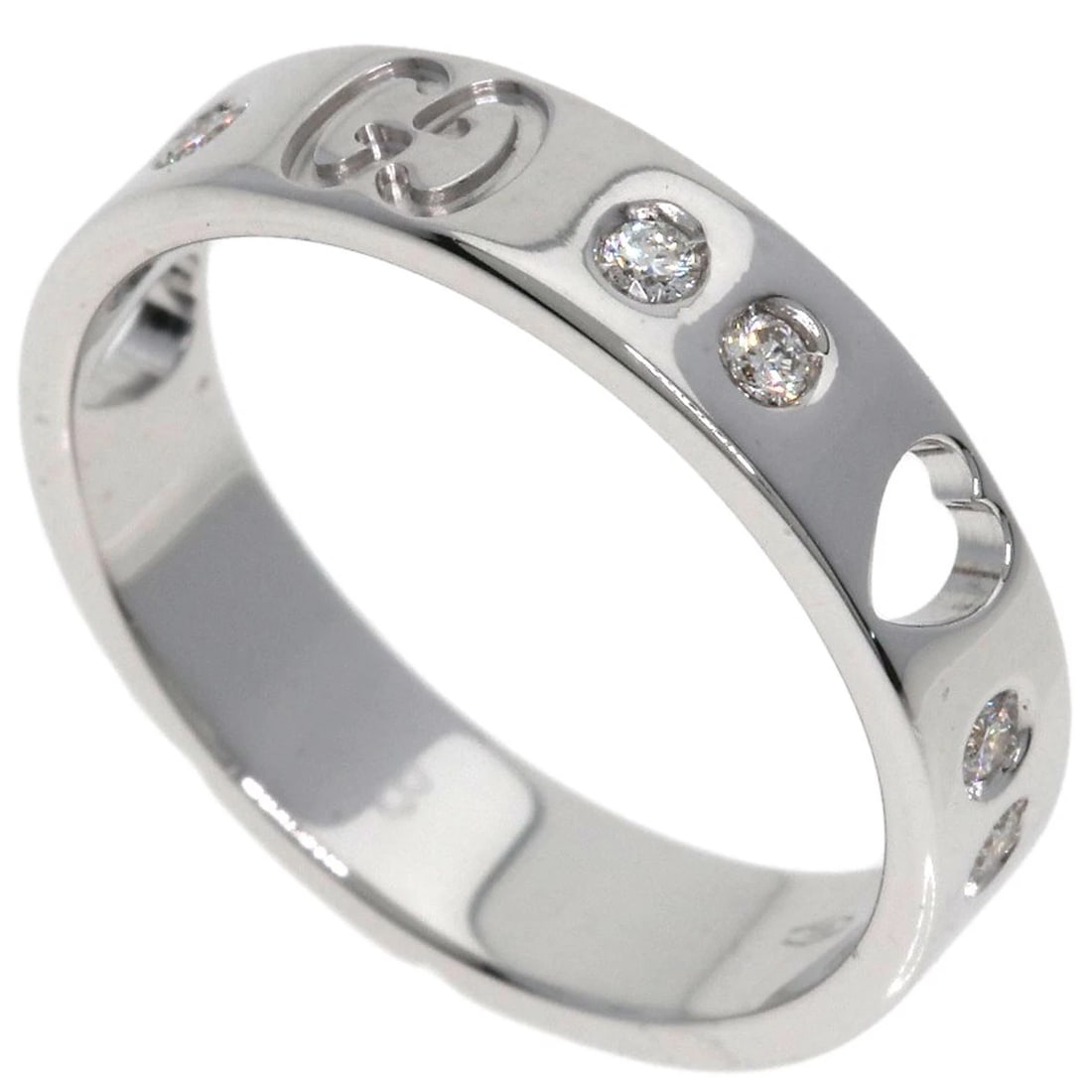 GUCCI AMOR HEART 10P DIAMOND RING K18 WHITE GOLD: GUCCI Amor Heart 10P Diamond Ring K18 White Gold Brand: GUCCI Type: Ring Material: K18 White Gold Main Stone Natural Color: Silver Size: 4.5(US) Accessories: None Accessories Notice: When p