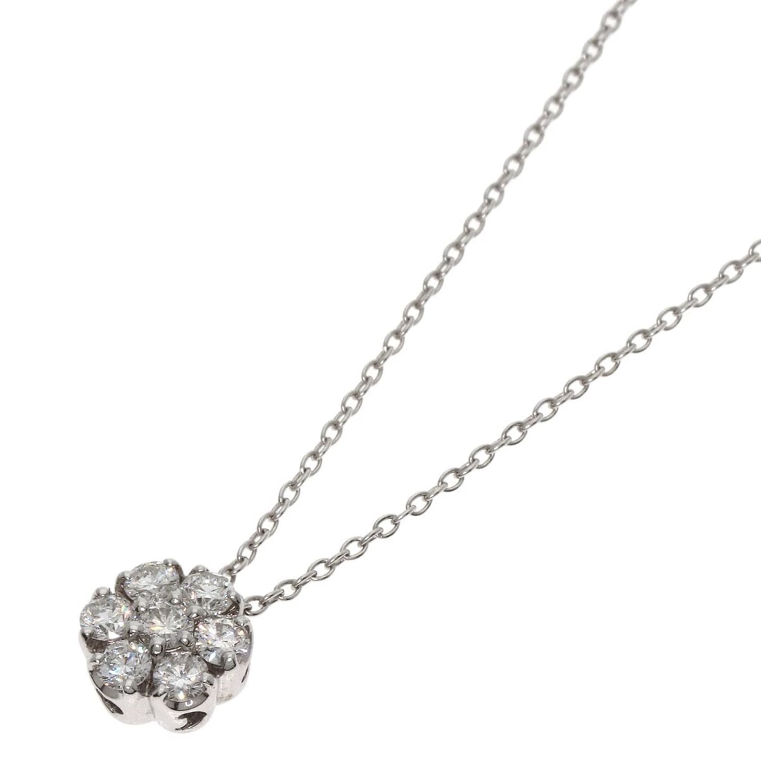 PONTE VECCHIO DIAMOND FLOWER MOTIF NECKLACE K18 WHITE GOLD (1 of 2)
