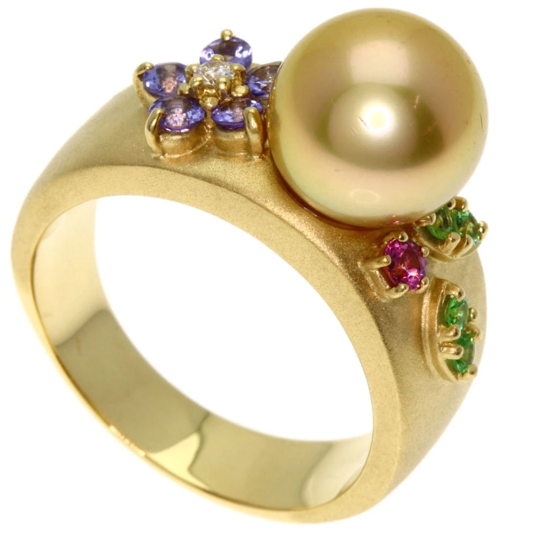 TASAKI GOLDEN PEARL DIAMOND COLOR STONE RING K18 YELLOW GOLD: TASAKI Golden Pearl Diamond Color Stone Ring K18 Yellow Gold Brand: TASAKI Type: Ring Material: K18 Yellow Gold Color: Gold Size: 7.75(US) Accessories: None Accessories Notice: When purcha