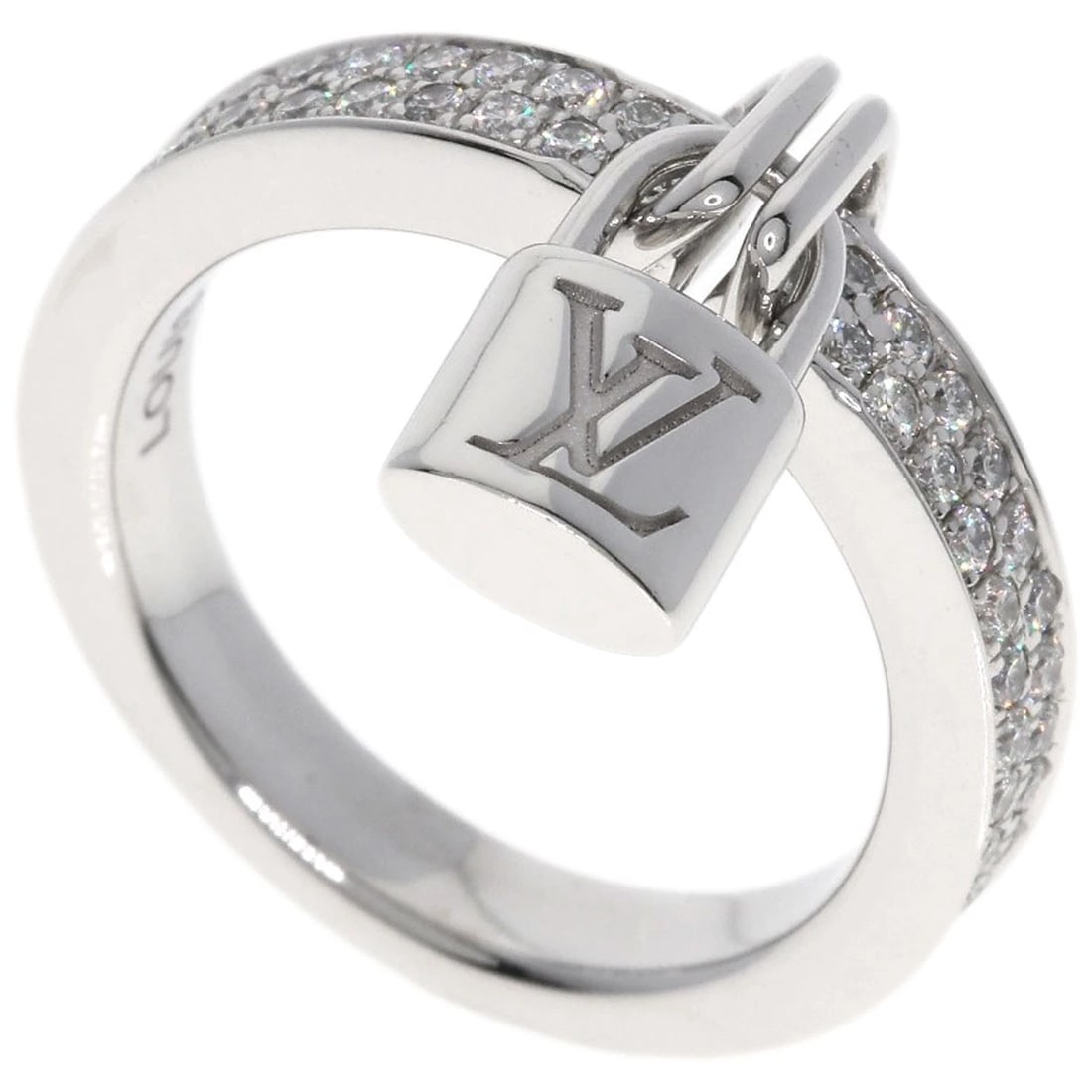 LOUIS VUITTON DIAMOND RING K18 WHITE GOLD: LOUIS VUITTON Diamond Ring K18 White Gold Brand: LOUIS VUITTON Type: Ring Material: K18 White Gold Main Stone Natural Color: Silver Size: 4.5(US) Accessories: None Accessories Notice: When