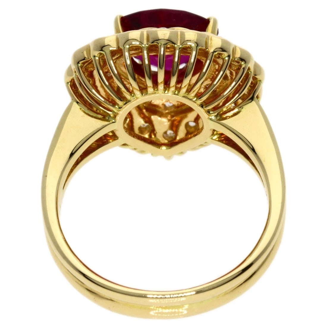 RUBY DIAMOND RING K18 YELLOW GOLD - 4