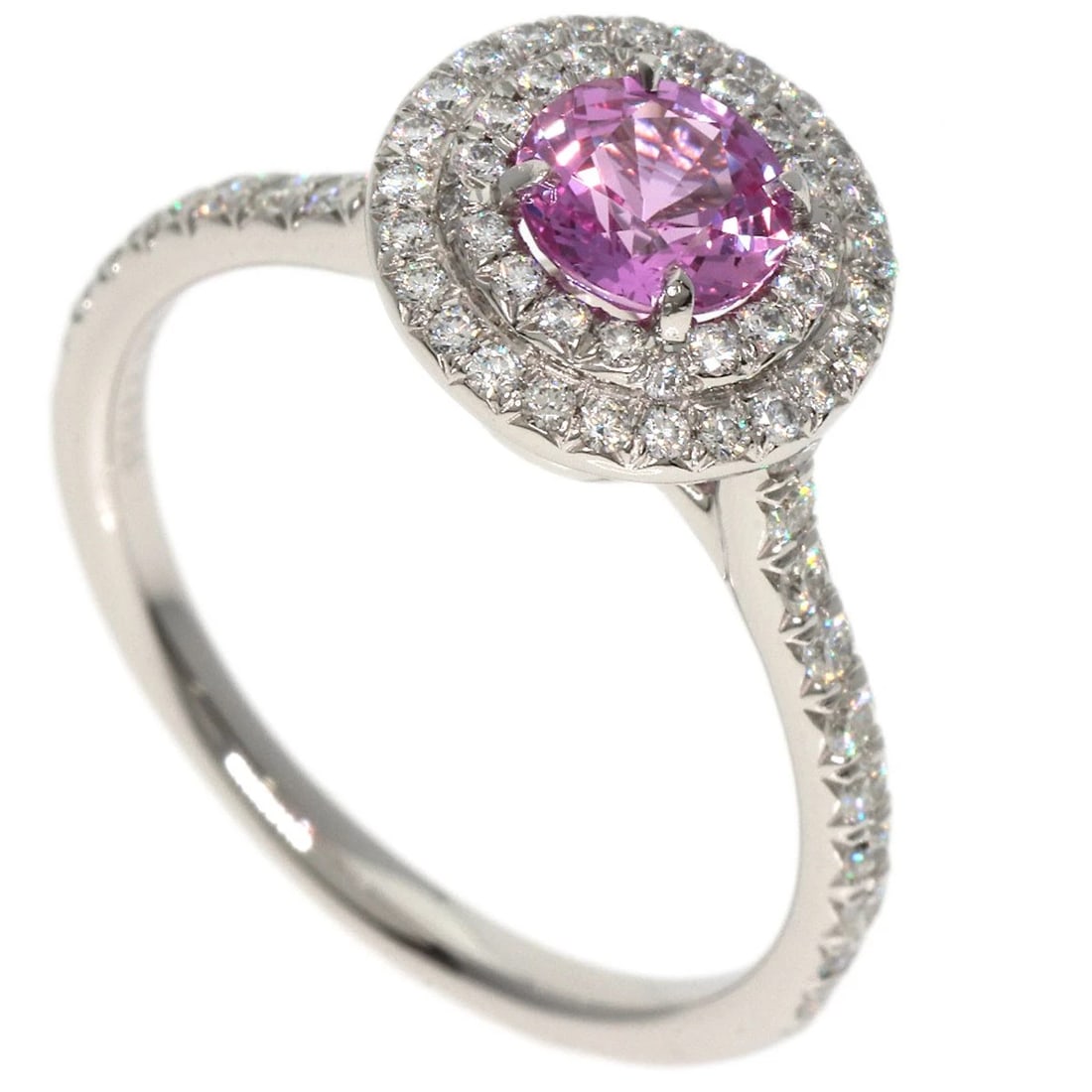 TIFFANY&CO. SOLEST PINK SAPPHIRE DIAMOND RING PLATINUM PT950: TIFFANY&Co. Solest Pink Sapphire Diamond Ring Platinum PT950 Brand: TIFFANY&Co. Type: Ring Material: Platinum PT950 Main Stone sapphire Color: Silver Size: 7(US) Accessories: None Accessories