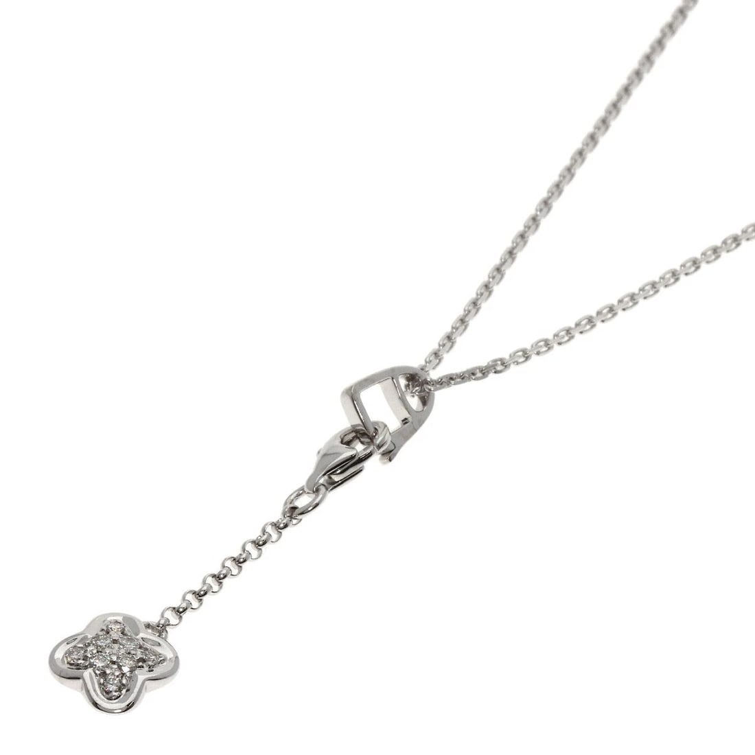 MAUBOUSSIN FLOWER DIAMOND CHARM NECKLACE K18 WHITE GOLD: MAUBOUSSIN Flower Diamond Charm Necklace K18 White Gold Brand: MAUBOUSSIN Type: Necklace Material: K18 White Gold Main Stone Natural Color: Silver Size: Chain Length:20.1inch/51cm Chain Width:0.5i