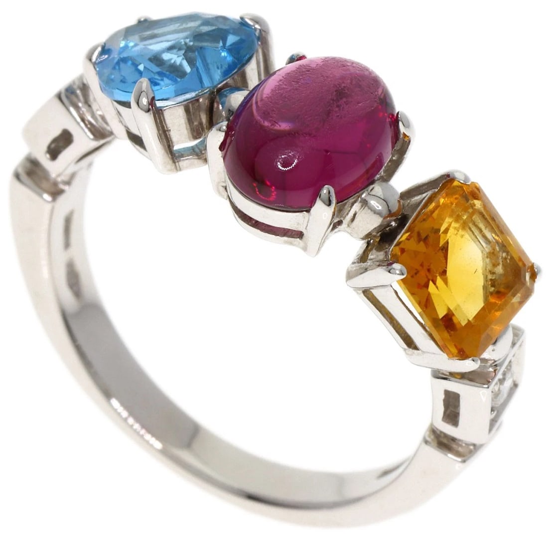 BVLGARI ALLEGRA MULTICOLOR STONE RING K18 WHITE GOLD: BVLGARI allegra multicolor stone Ring K18 White Gold Brand: BVLGARI Type: Ring Material: K18 White Gold Color: Silver Size: 7.5(US) Accessories: None Accessories Notice: When purchasing pre