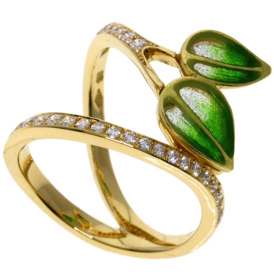 DIAMOND ENAMEL RING K18 YELLOW GOLD 4G: Diamond enamel Ring K18 Yellow Gold 4g Brand: SELECT JEWELRY Type: Ring Material: K18 Yellow Gold Main Stone Natural Color: Gold Size: 5.25(US) Accessories: None Accessories Notice: When pu