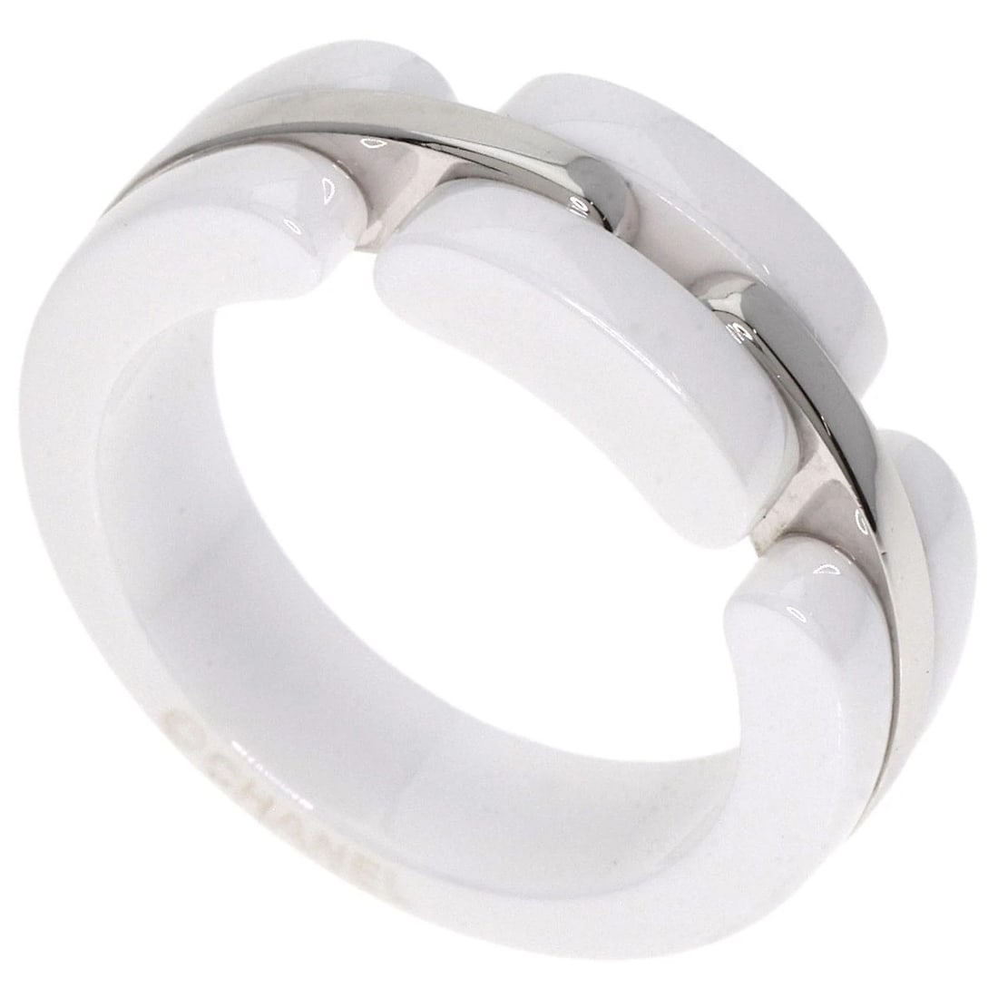 CHANEL ULTRA COLLECTION MEDIUM RING K18 WHITE GOLD CERAMIC: CHANEL Ultra Collection Medium Ring K18 White Gold Ceramic Brand: CHANEL Type: Ring Material: K18 White Gold Color: white Size: 5(US) Accessories: None Accessories Notice: When purchasing p
