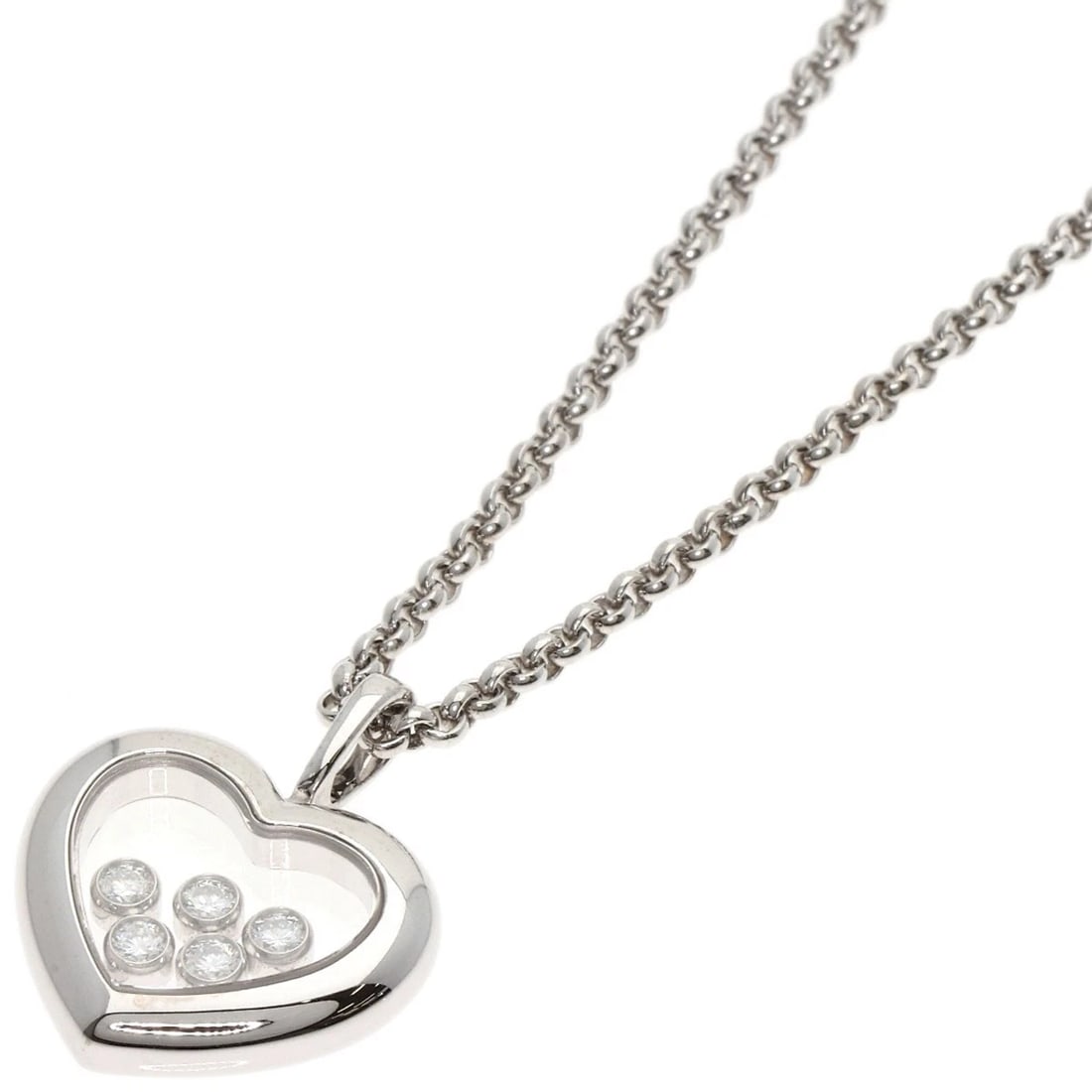 CHOPARD HAPPY DIAMOND HEART NECKLACE K18 WHITE GOLD (1 of 6)