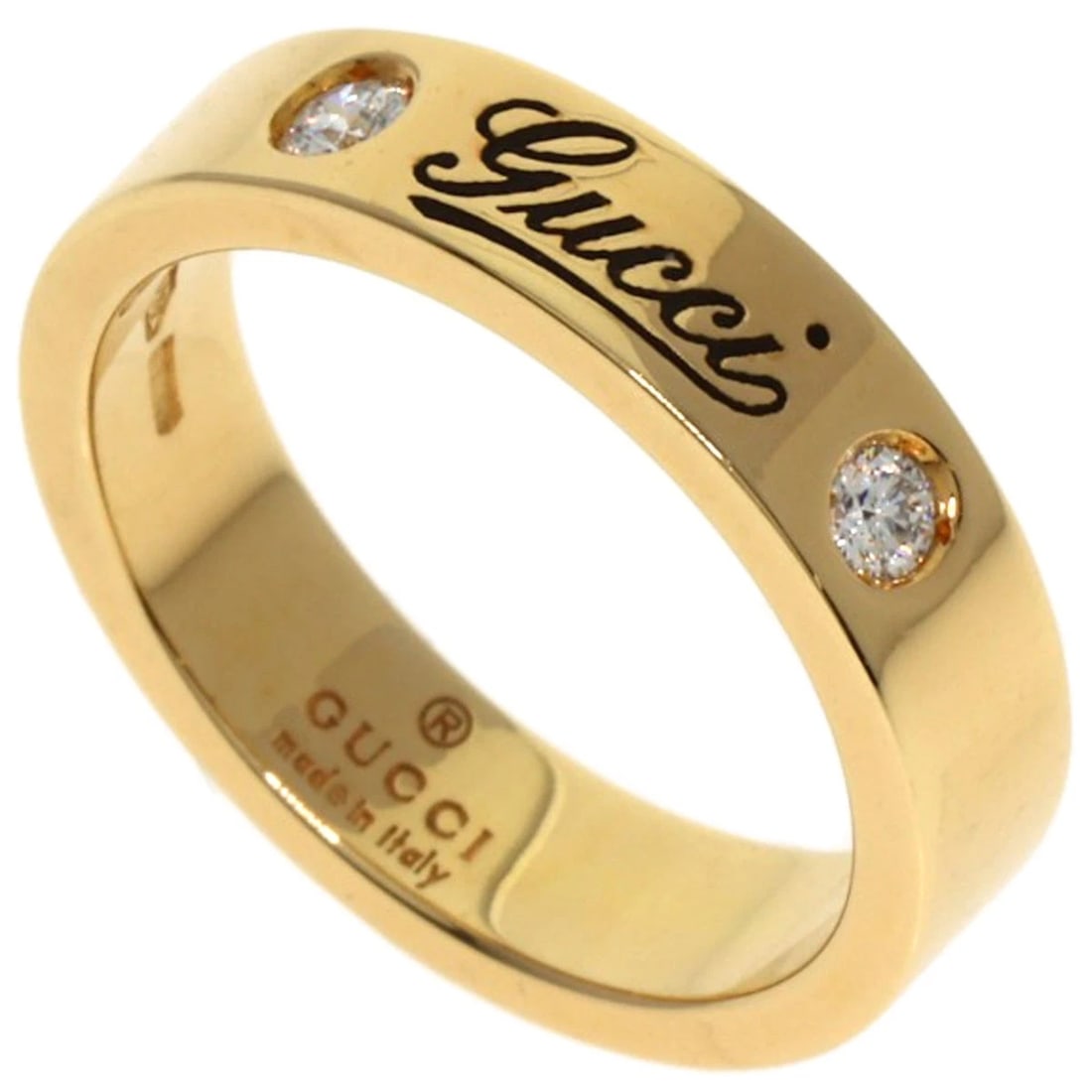 GUCCI ICON PRINT 2P DIAMOND RING K18 YELLOW GOLD: GUCCI Icon print 2P Diamond Ring K18 Yellow Gold Brand: GUCCI Type: Ring Material: K18 Yellow Gold Main Stone Natural Color: Gold Size: 3.25(US) Accessories: None Accessories Notice: When p