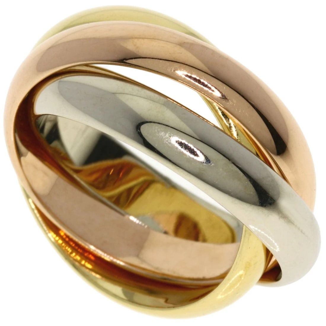 CARTIER TRINITY RING K18 YELLOW GOLD 18K PINK GOLD: CARTIER Trinity Ring K18 Yellow Gold 18K Pink Gold Brand: CARTIER Type: Ring Material: K18 Yellow Gold Color: Gold Size: 5.25(US) Accessories: None Accessories Notice: When purchasing pre-o