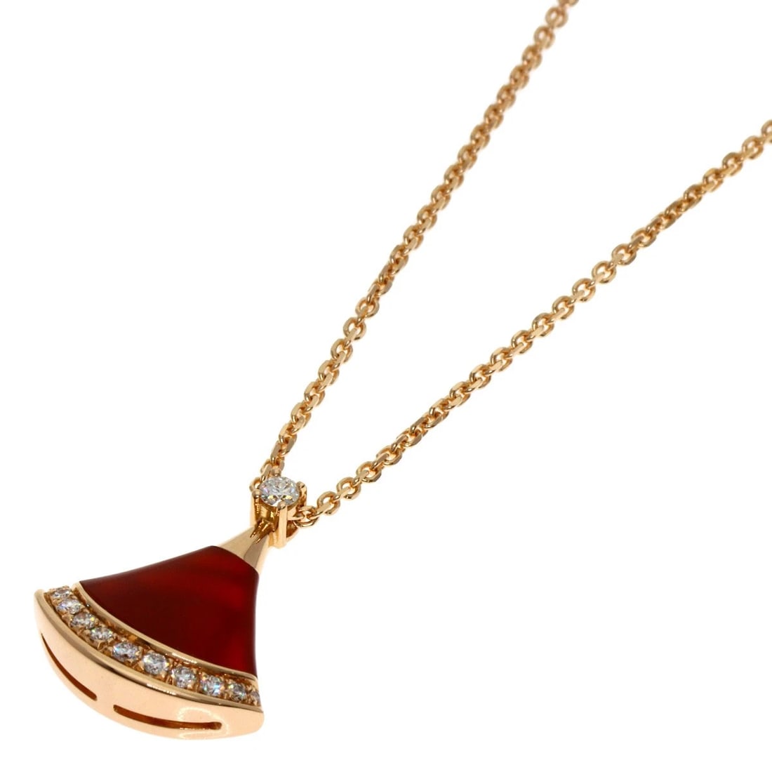 BVLGARI DIVA'S DREAM CARNELIAN NECKLACE K18 PINK GOLD: BVLGARI Diva's Dream Carnelian Necklace K18 Pink Gold Brand: BVLGARI Type: Necklace Material: K18 Pink Gold Main Stone Carnelian Color: Gold Size: Chain Length:17.3inch/44cm Chain Width:0.4inch/1.