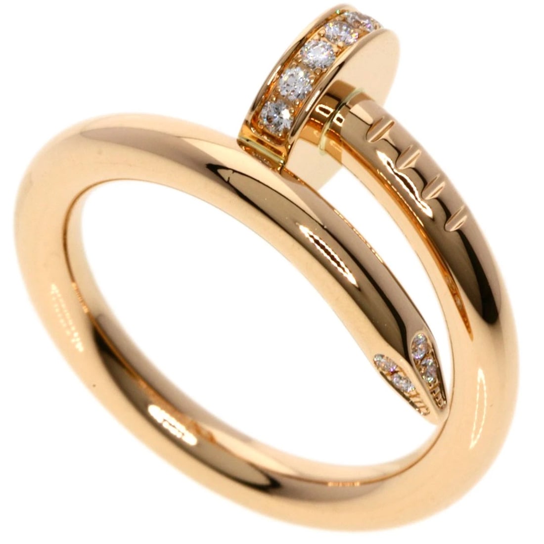 CARTIER JUSTE UN CLE DIAMOND RING K18 PINK GOLD: CARTIER Juste un Cle Diamond Ring K18 Pink Gold Brand: CARTIER Type: Ring Material: K18 Pink Gold Main Stone Natural Color: Gold Size: 4.25(US) Accessories: None Accessories Notice: When pu