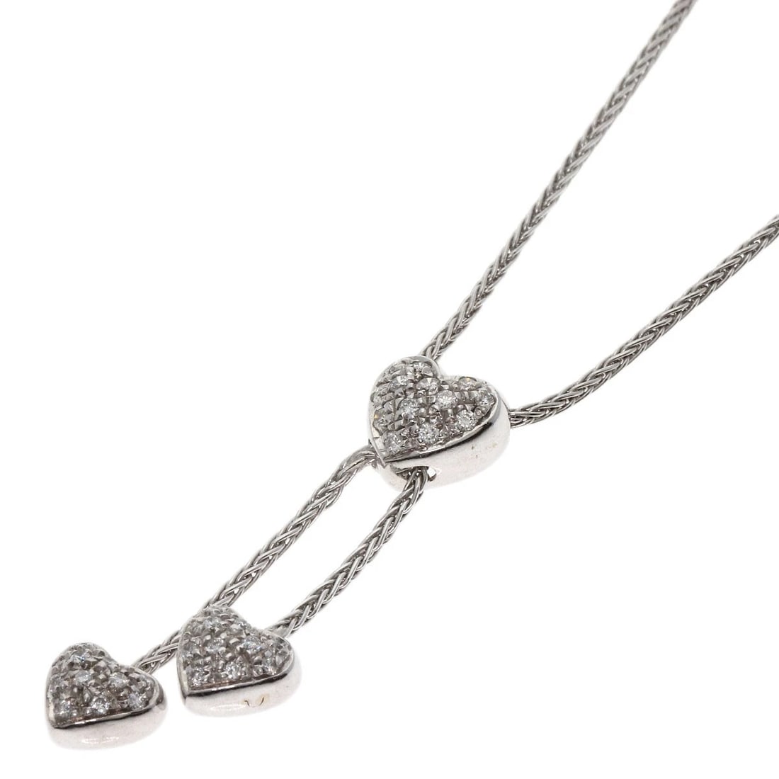 DAMIANI HEART PAVÉ DIAMOND NECKLACE K18 WHITE GOLD: Damiani heart pavé diamond Necklace K18 White Gold Brand: Damiani Type: Necklace Material: K18 White Gold Main Stone Natural Color: Silver Size: Chain Length:16.5inch/42cm Chain Width:0.5inch/1.2