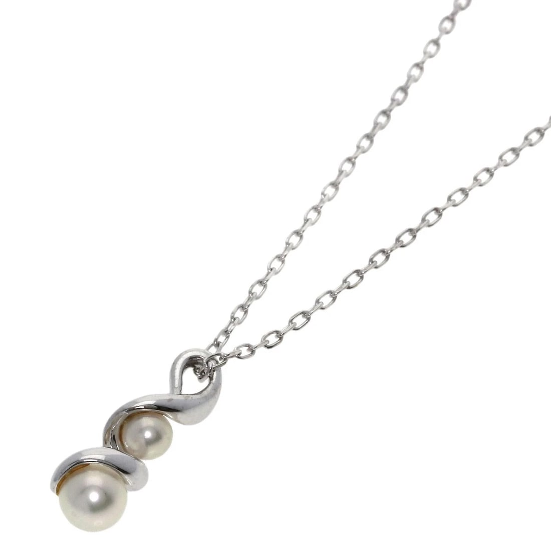 MIKIMOTO PEARLNECKLACE K18 WHITE GOLD: MIKIMOTO PearlNecklace K18 White Gold Brand: MIKIMOTO Type: Necklace Material: K18 White Gold Color: Silver Size: Stone Size:0.1inch/3.3-4.6mm Chain Length:15.7inch/40cm Chain Width:0.4inch/1mm To