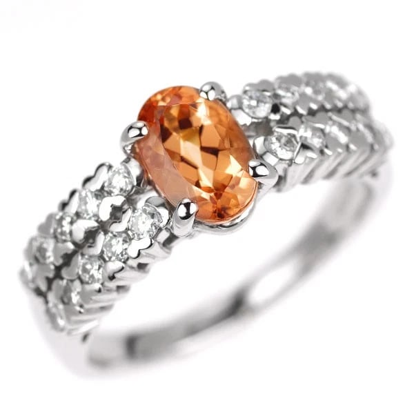 PT900 IMPERIAL TOPAZ DIAMOND RING: Pt900 Imperial Topaz Diamond Ring Brand: None Type: rings Material: Pt900 Main Stone Topaz Color: None Size: 8.25 - 8.5 US Accessories: None Accessories Notice: When purchasing pre-owned
