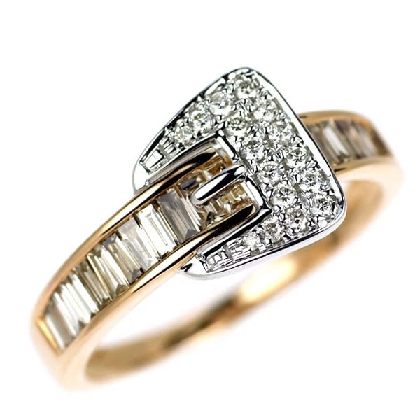 K18WG/PG DIAMOND RING: K18WG/PG diamond ring Brand: None Type: rings Material: K18WG/PG Main Stone Natural Color: None Size: 6 US Accessories: None Accessories Notice: When purchasing pre-owned goods, please refer