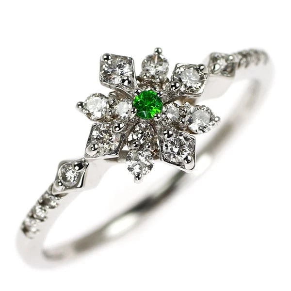 PT900 DEMANTOID GARNET DIAMOND RING: Pt900 Demantoid Garnet Diamond Ring Brand: None Type: rings Material: Pt900 Main Stone Natural Color: None Size: 5.5 - 5.75 US Accessories: None Accessories Notice: When purchasing pre-owned