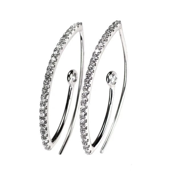 K18WG DIAMOND EARRING: K18WG diamond earring Brand: None Type: piercing Material: Gold Main Stone Natural Color: None Size: Length/Width/Diameter25.2Width/Thickness1.2 Accessories: None Accessories Notice: When