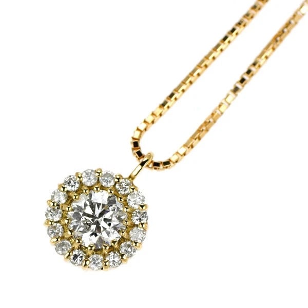 K18YG DIAMOND PENDANT NECKLACE: K18YG DIAMOND Pendant NECKLACE Brand: None Type: pendant necklace Material: Gold Main Stone Natural Color: None Size: Necklace: Chain Length ?45Length/Width/Diameter 10.1 Width/Thickness 7.4 
