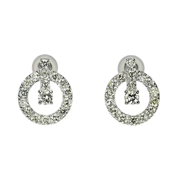 K18WG DIAMOND EARRING: K18WG diamond earring Brand: None Type: piercing Material: K18WG Main Stone Natural Color: None Size: Length/Width/Diameter13.1Width/Thickness10.8 Accessories: None Accessories Notice: When