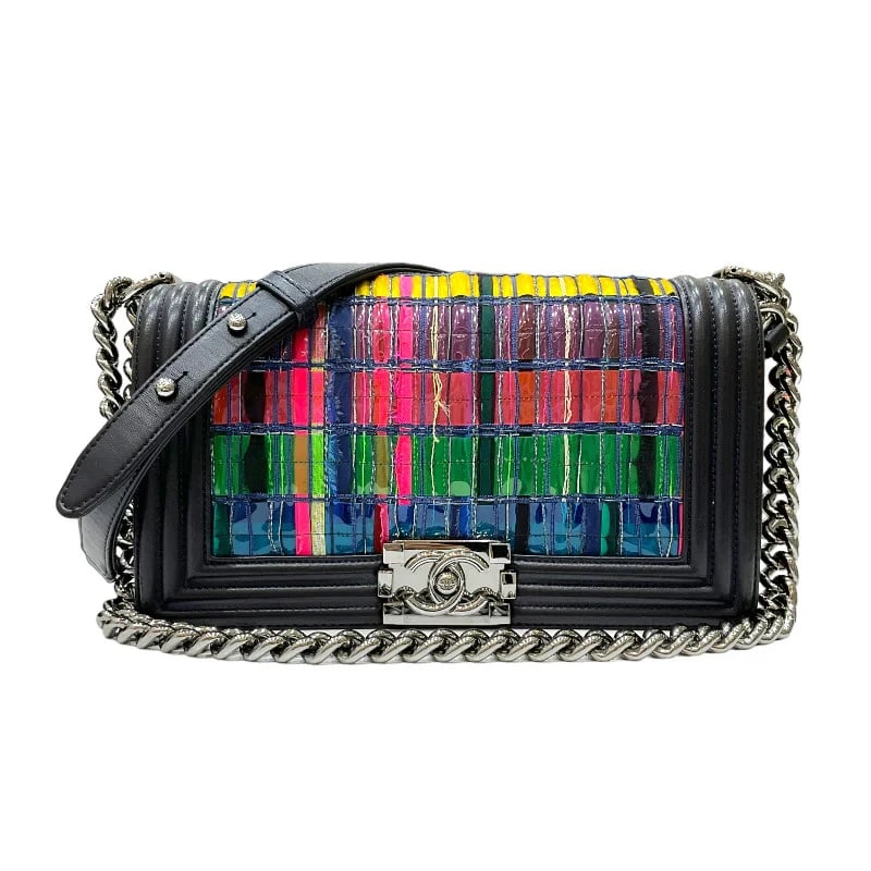 CHANEL BOY CHAIN 25 BLACK×MULTICOLOR SHW CALF LEATHER (1 of 9)
